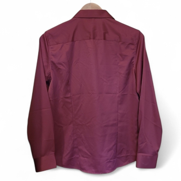 Women's Siliteelon Brand Slim Fit Burgandy L/S Button Down Dress Shirt Med NEW! - Picture 8 of 12